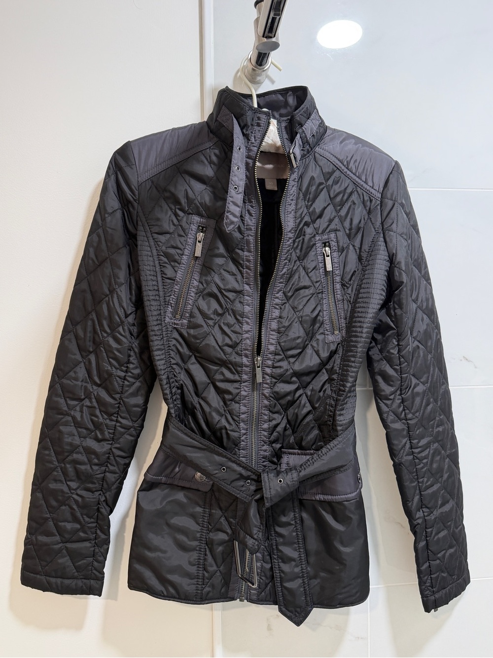 Banana Republic Black Quilted Belted Utility Jacket